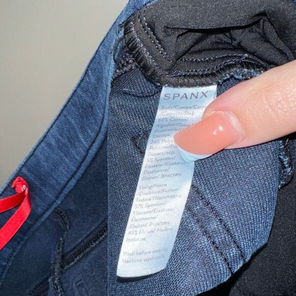 Spanx Jean-ish Ankle Leggings in Twilight Rinse Dark Wash Blue Size Medium - Picture 6 of 7